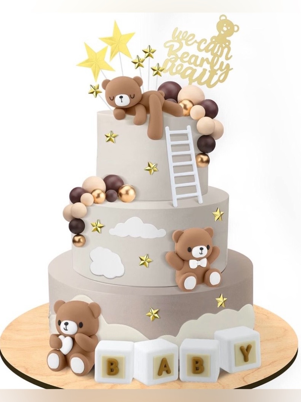 3D Bear Cake Toppers Decoractions,Dark Brown, Cute Style | NEW IN BOX